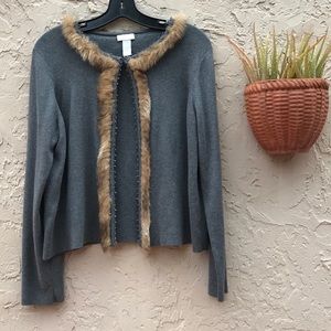 Gorgeous Chicos Luxury Cardigan with Faux Fur Trim